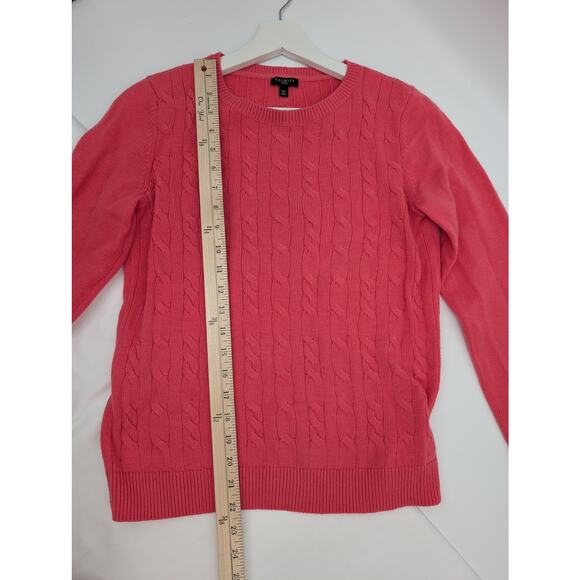 Talbots Women's Medium Petite Cable Knit Lambs Wool Blend Pink Sweater - Picture 6 of 6
